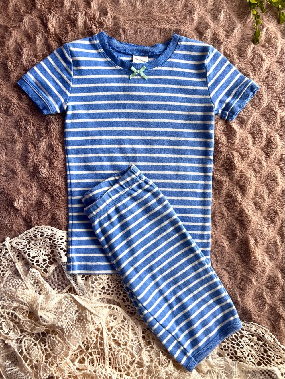 Mini Boden Blue & White Striped Pajama Set – Size 5Y - Picture 2 of 10